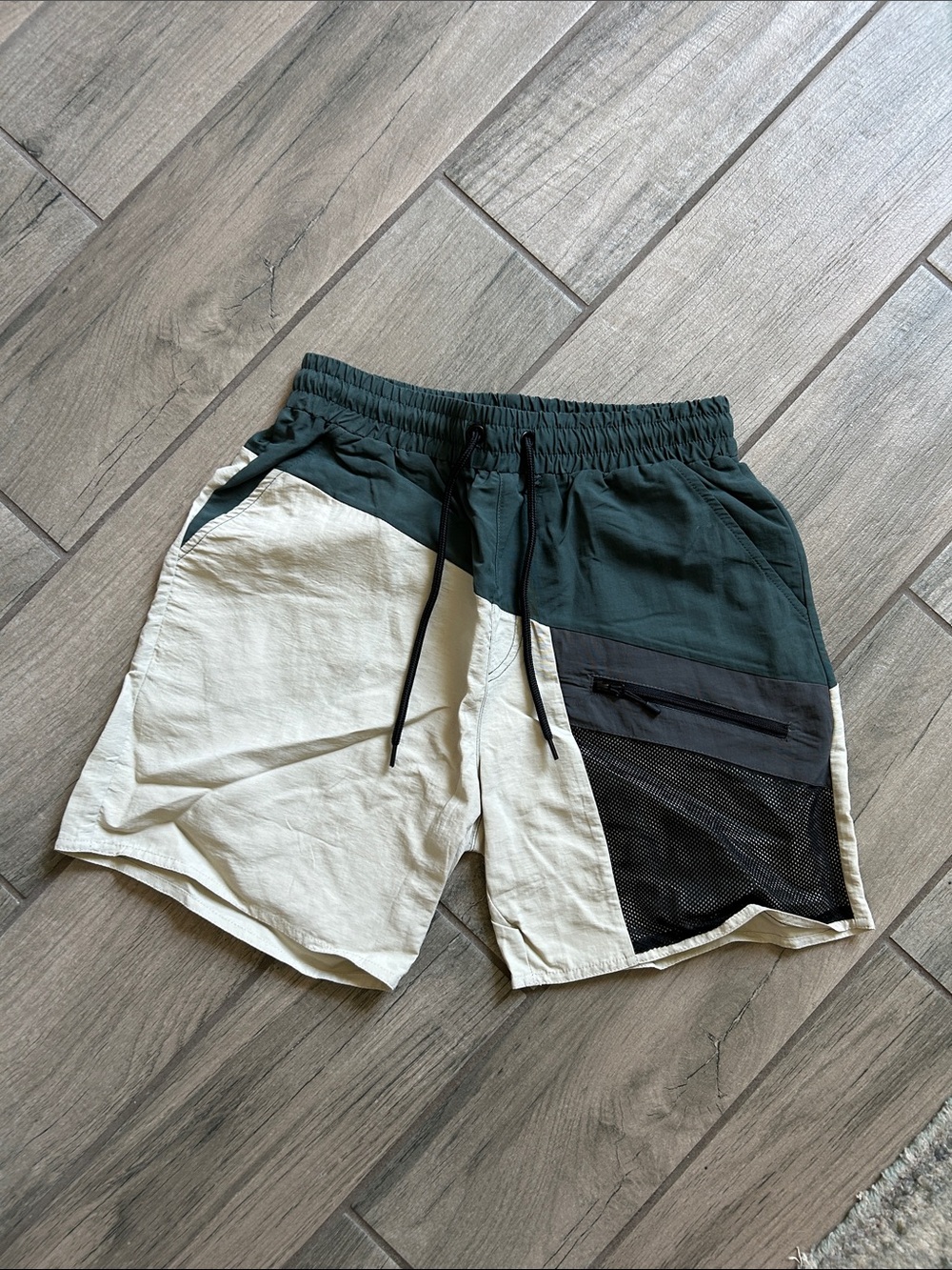 Lira Green and Cream Hybrid Utility Shorts